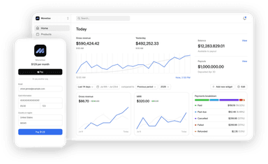 Payment form and analytics dashboard