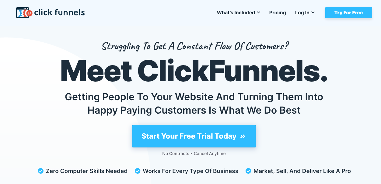 bootstrapped SaaS clickfunnel landing page