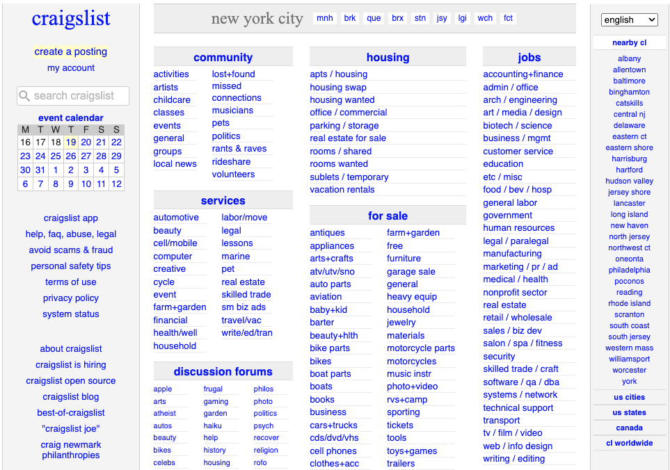 bootstrapped SaaS New York City Craigslist Landing Page