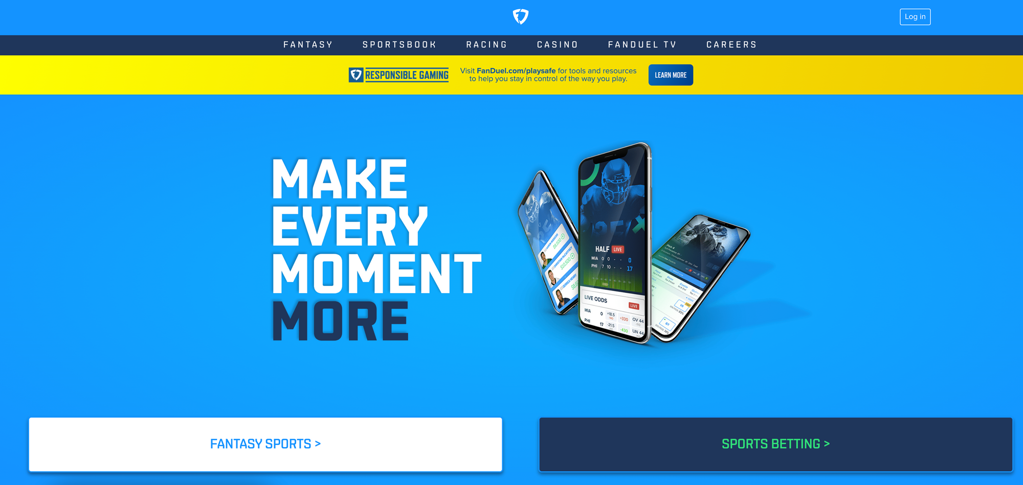 FanDuel Fantasy and Sportsbook Landing Page