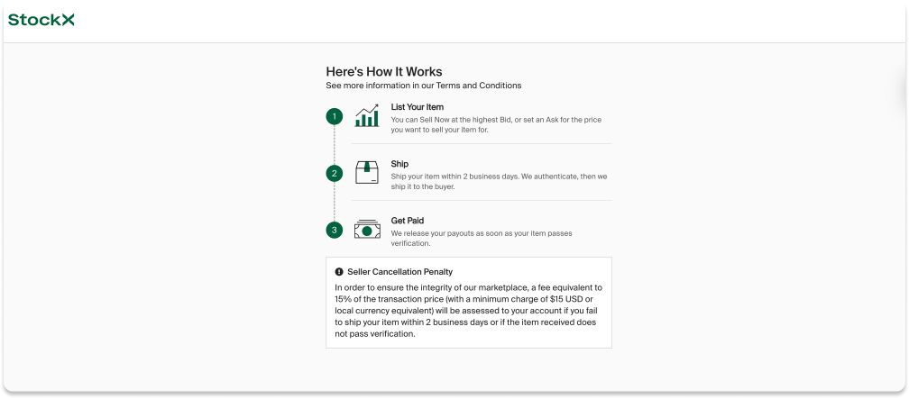 how selling shoes on StockX works