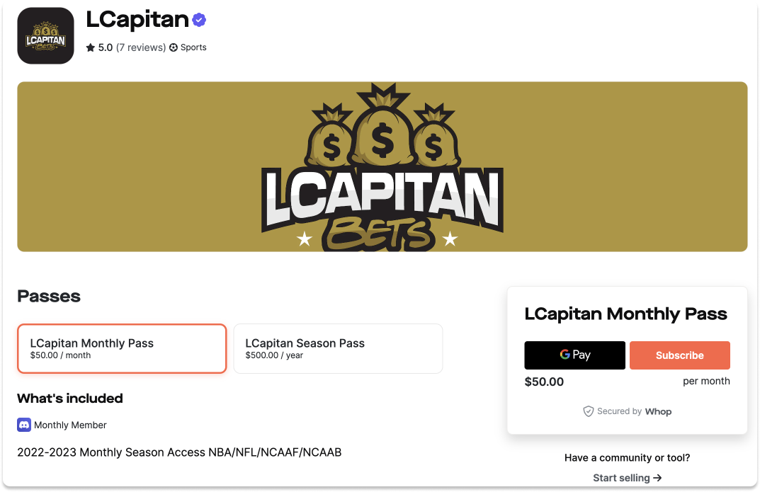 LCapitan Bets and Sports Consulting Access at Whop
