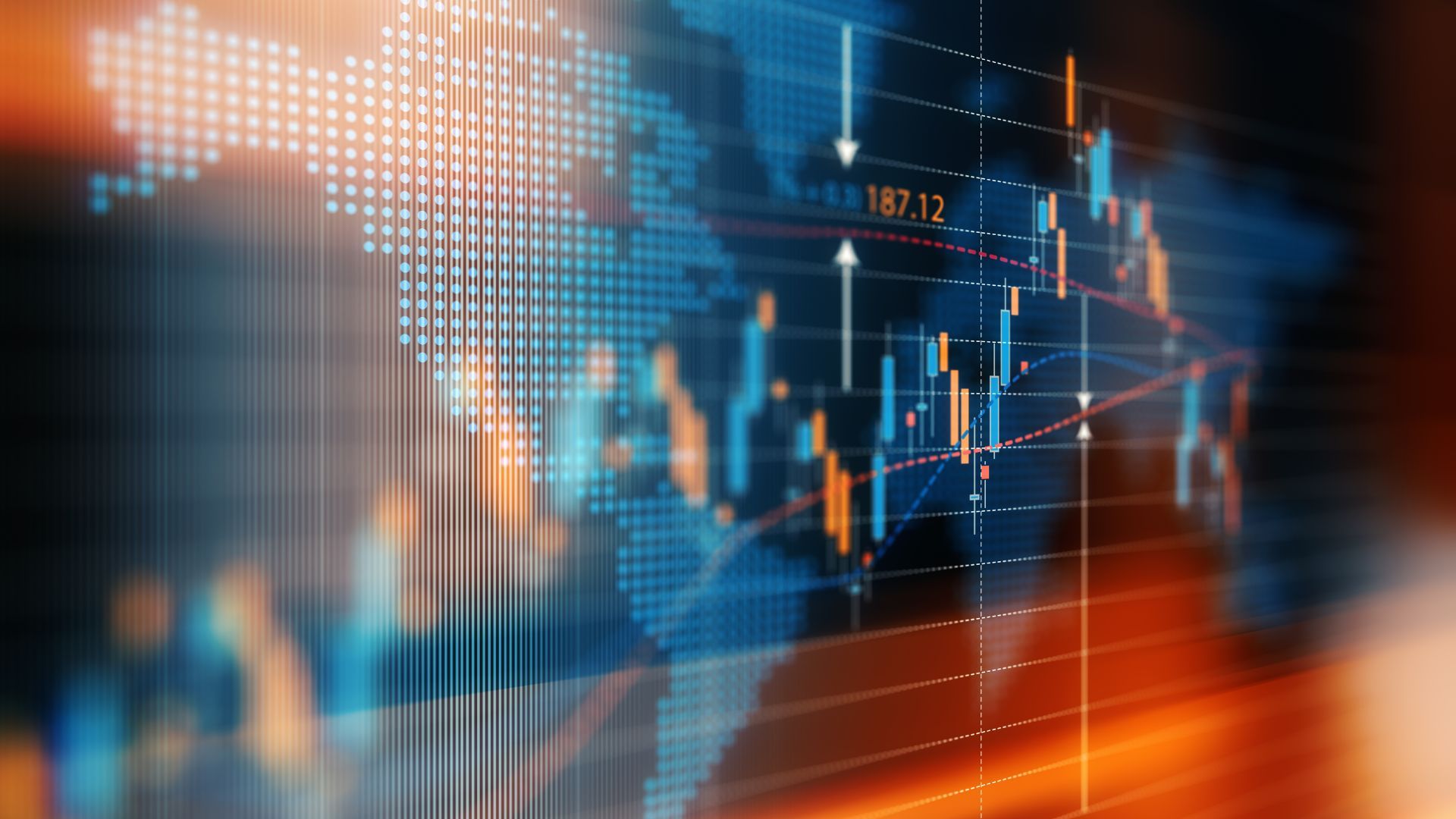 Map of stocks and the global marketplace