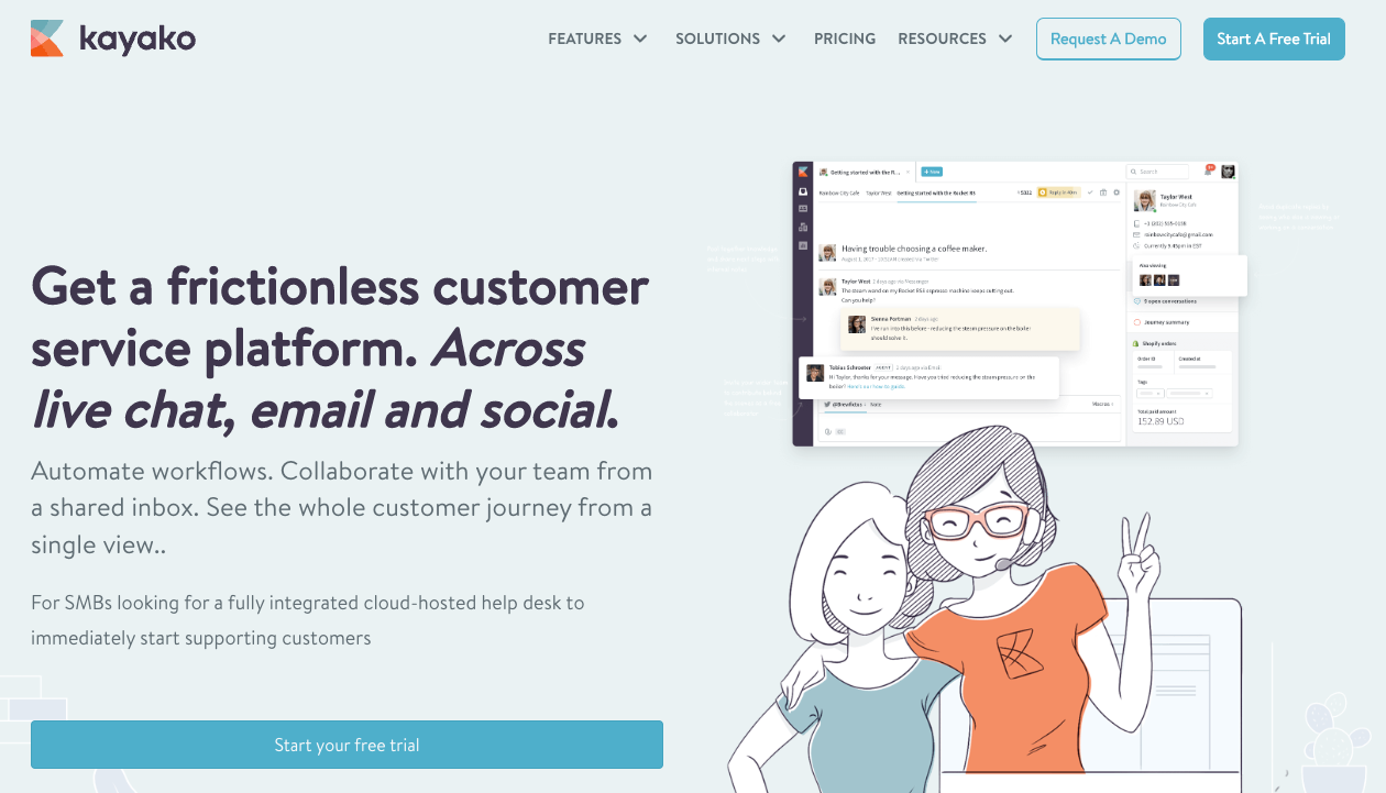 bootstrapped SaaS kayako home page