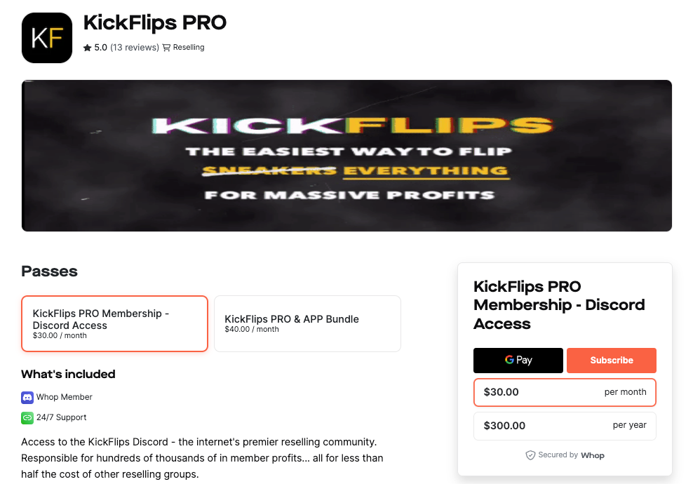 KickFlips Pro Reselling Discord