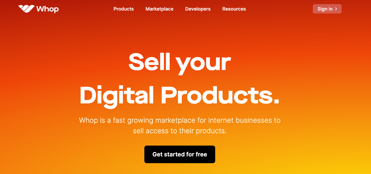 Whop digital product sales