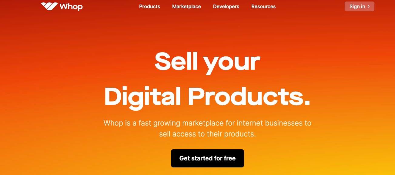 sell digital product with Whop