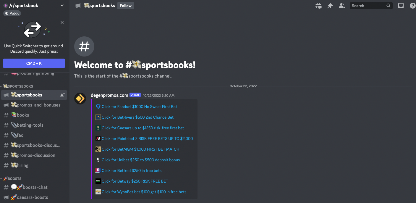 r/sportsbook sports and sports betting discord community