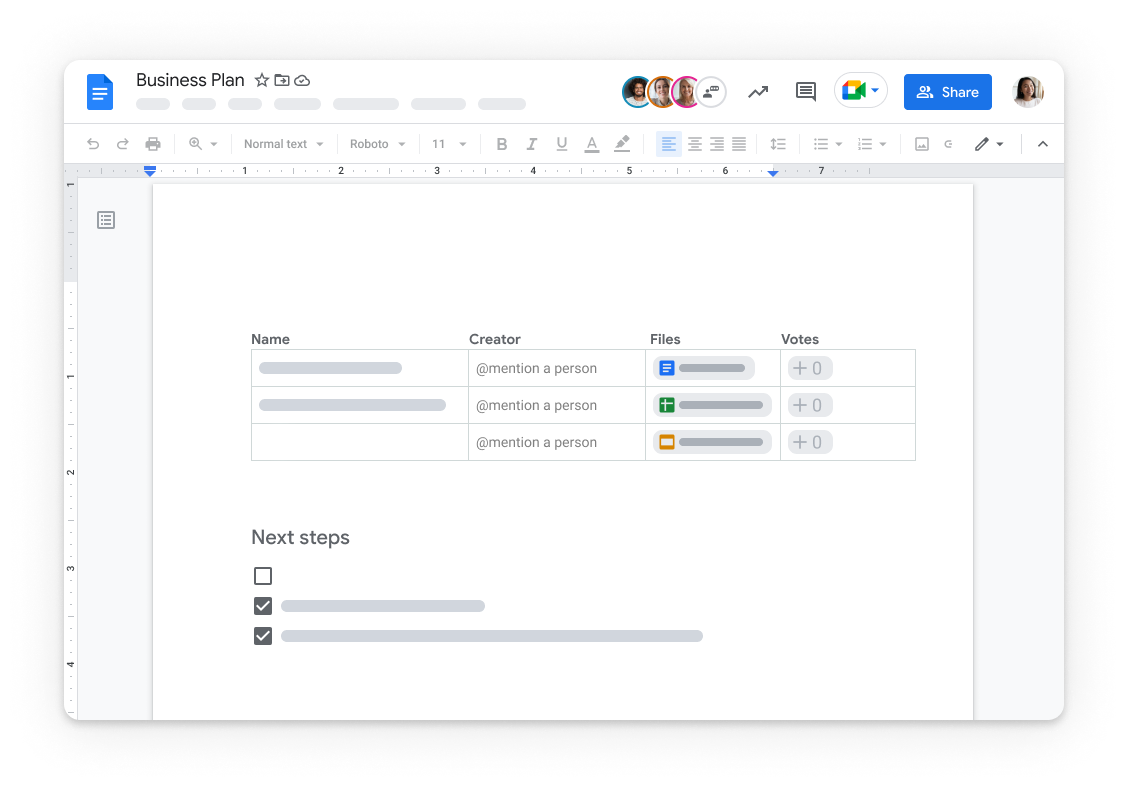 Graphic of Google Docs page 