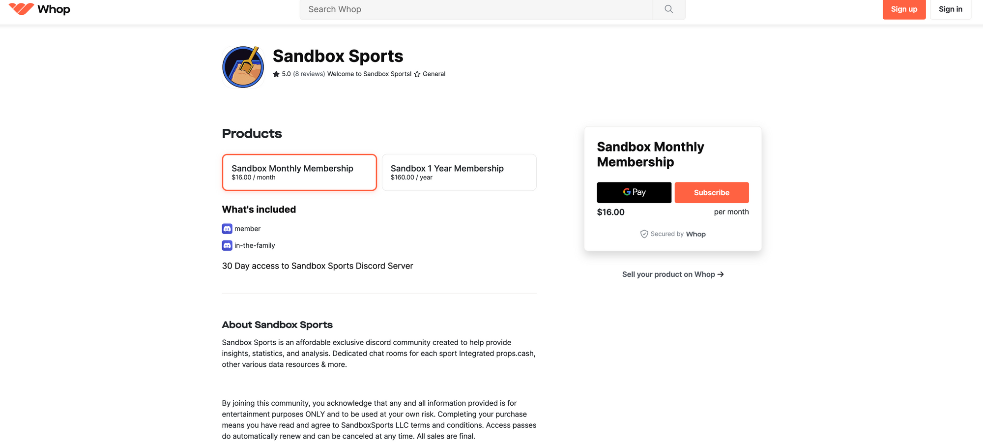 Sandbox Sports discord server graphic