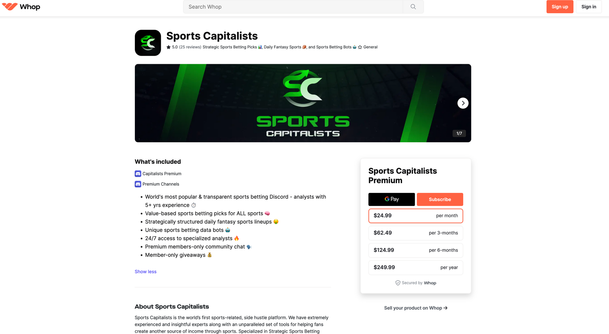 Sports Capitalists discord server graphic