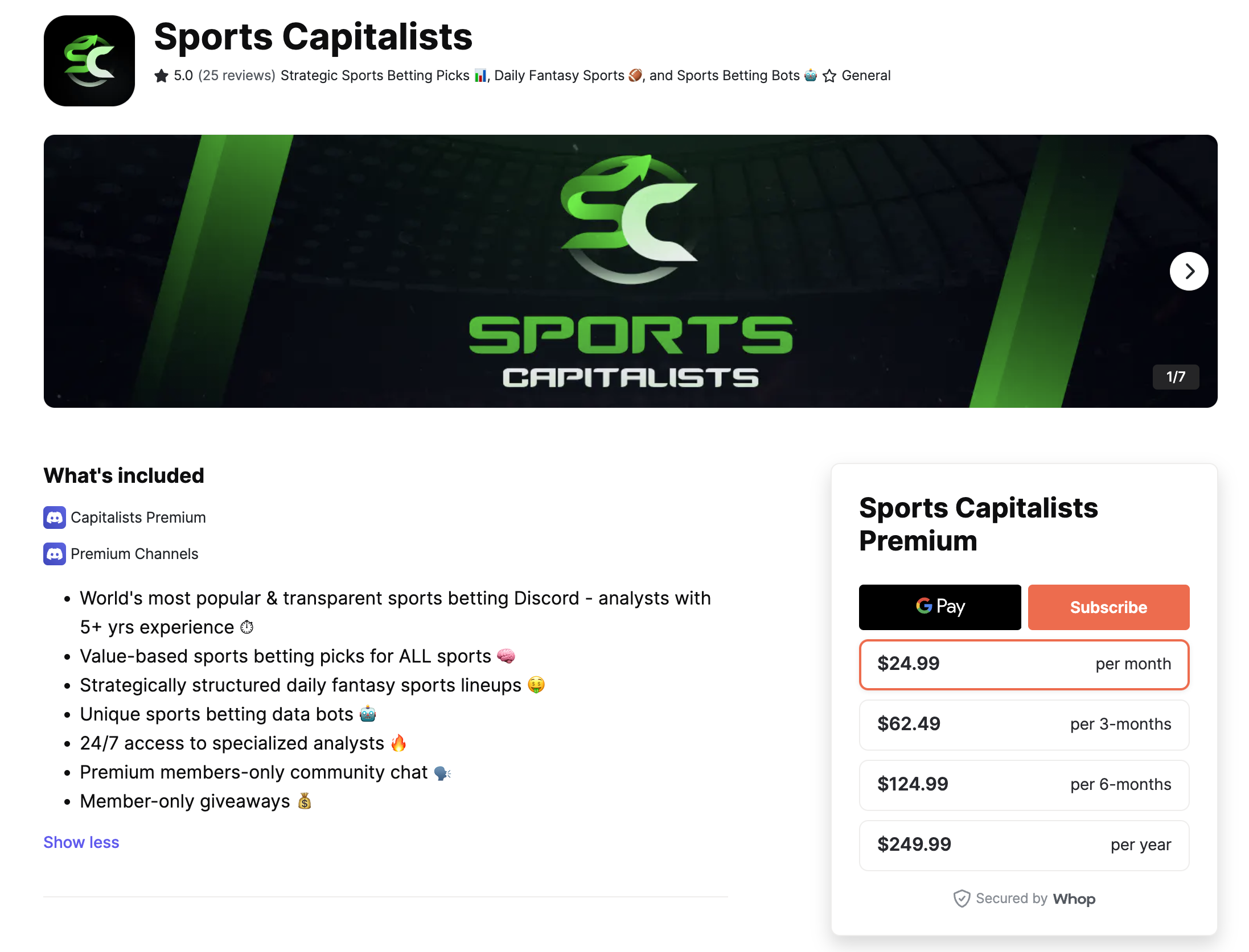 Sports Capitalists Betting Discord available on whop