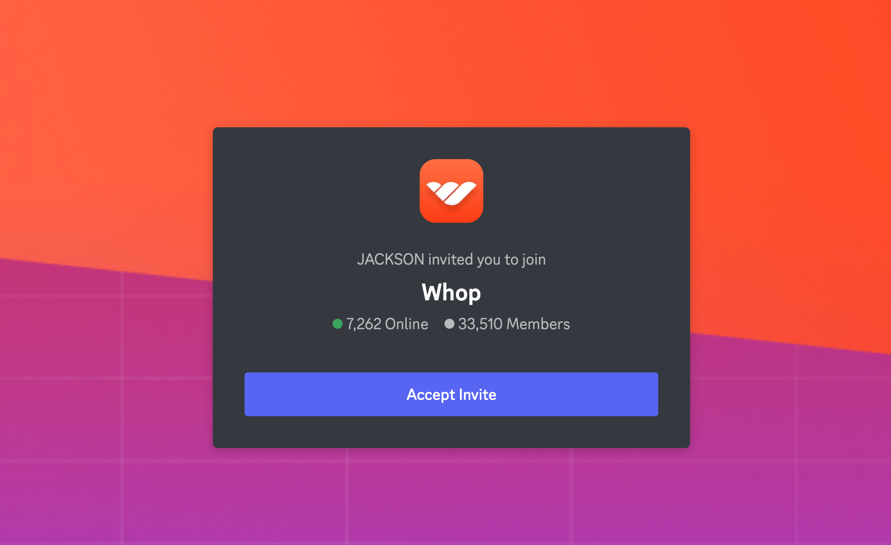 Whop Discord Invite Page