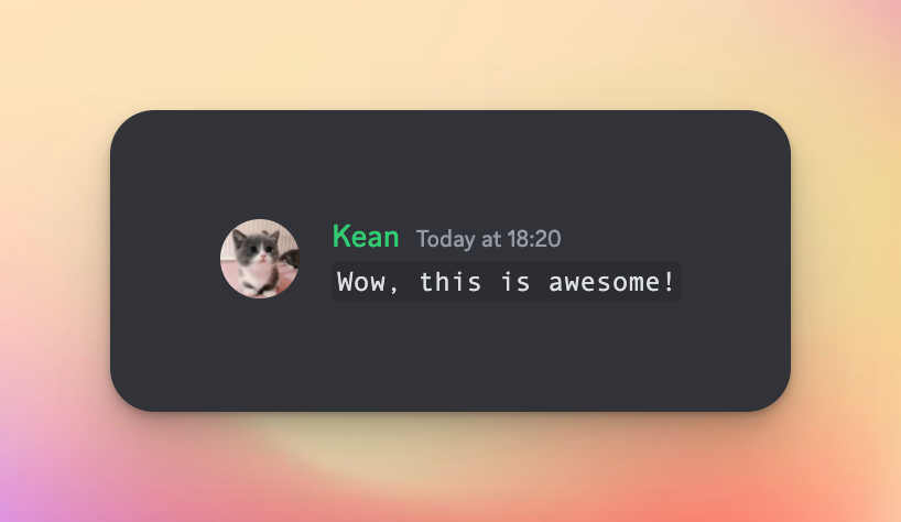 screenshot of message 'wow, this is awesome!' in discord markdown