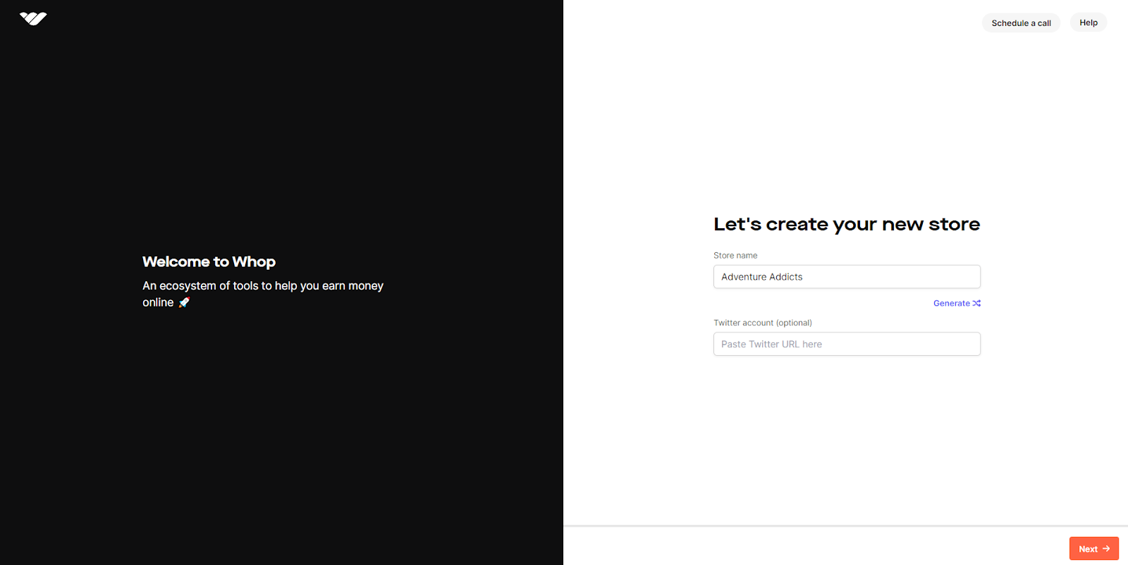 screenshot whop create a company