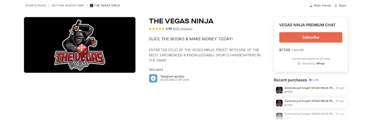 Vegas ninja VIP packages