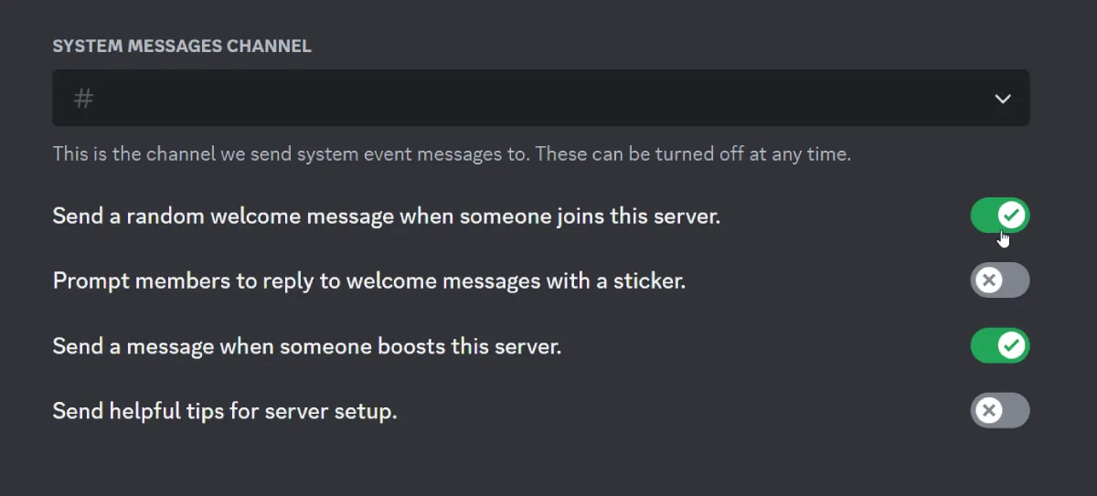 Discord system messages
