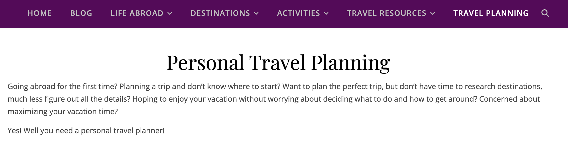 personal travel planning