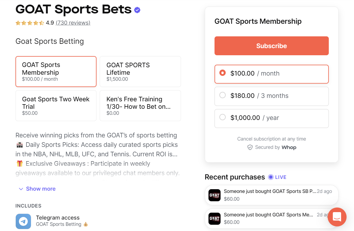 GOAT sports bet packages