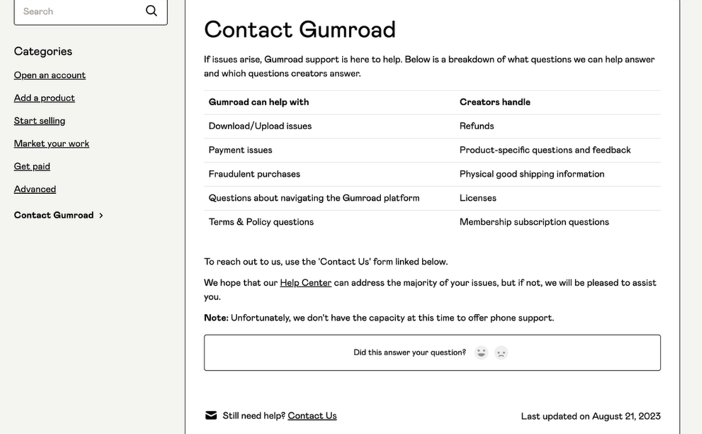 contact gumroad