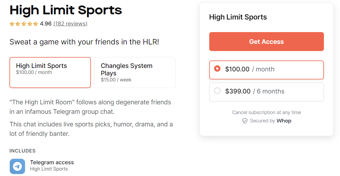 high limit sports memberships
