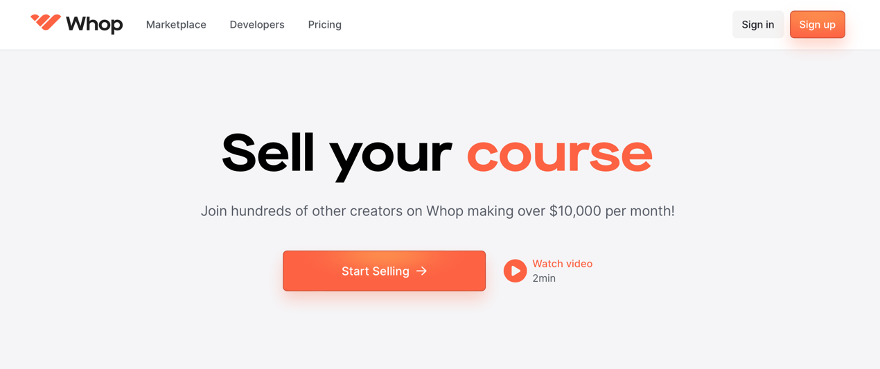 whop sell your course