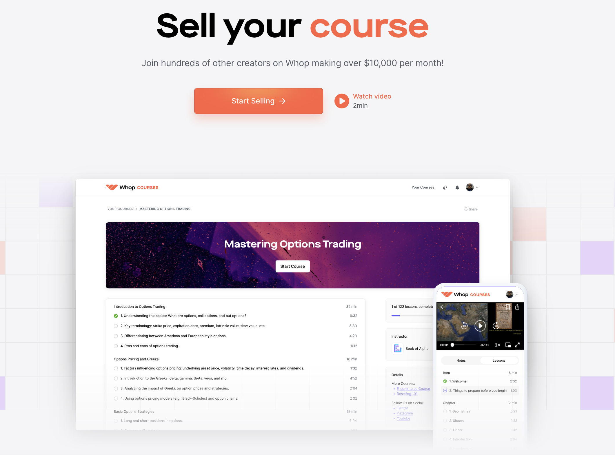 Whop sell courses