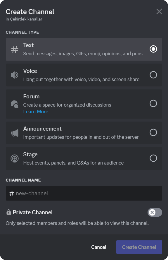 Discord channel type
