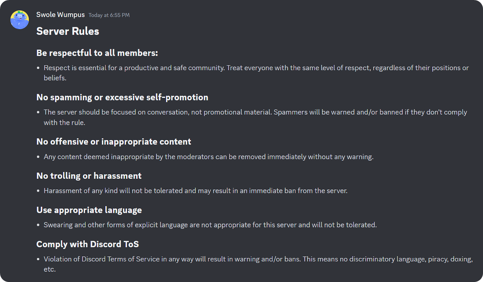 Discord server rules