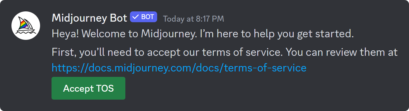 midjourney bot message
