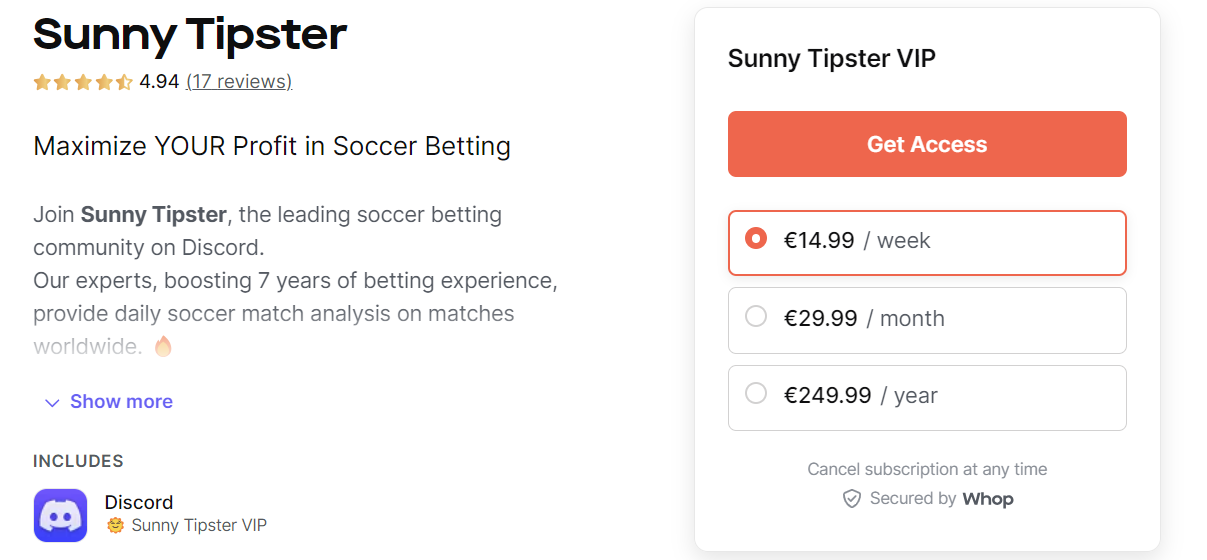 sunny tipster whop