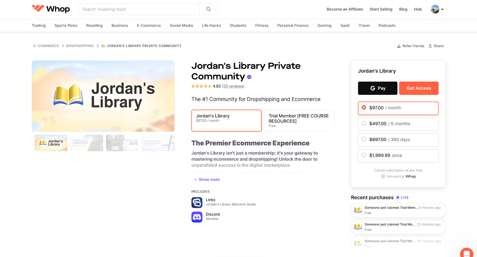 Jordan's Library Whop