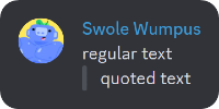 Comparison between regular text and blockquoted text in Discord