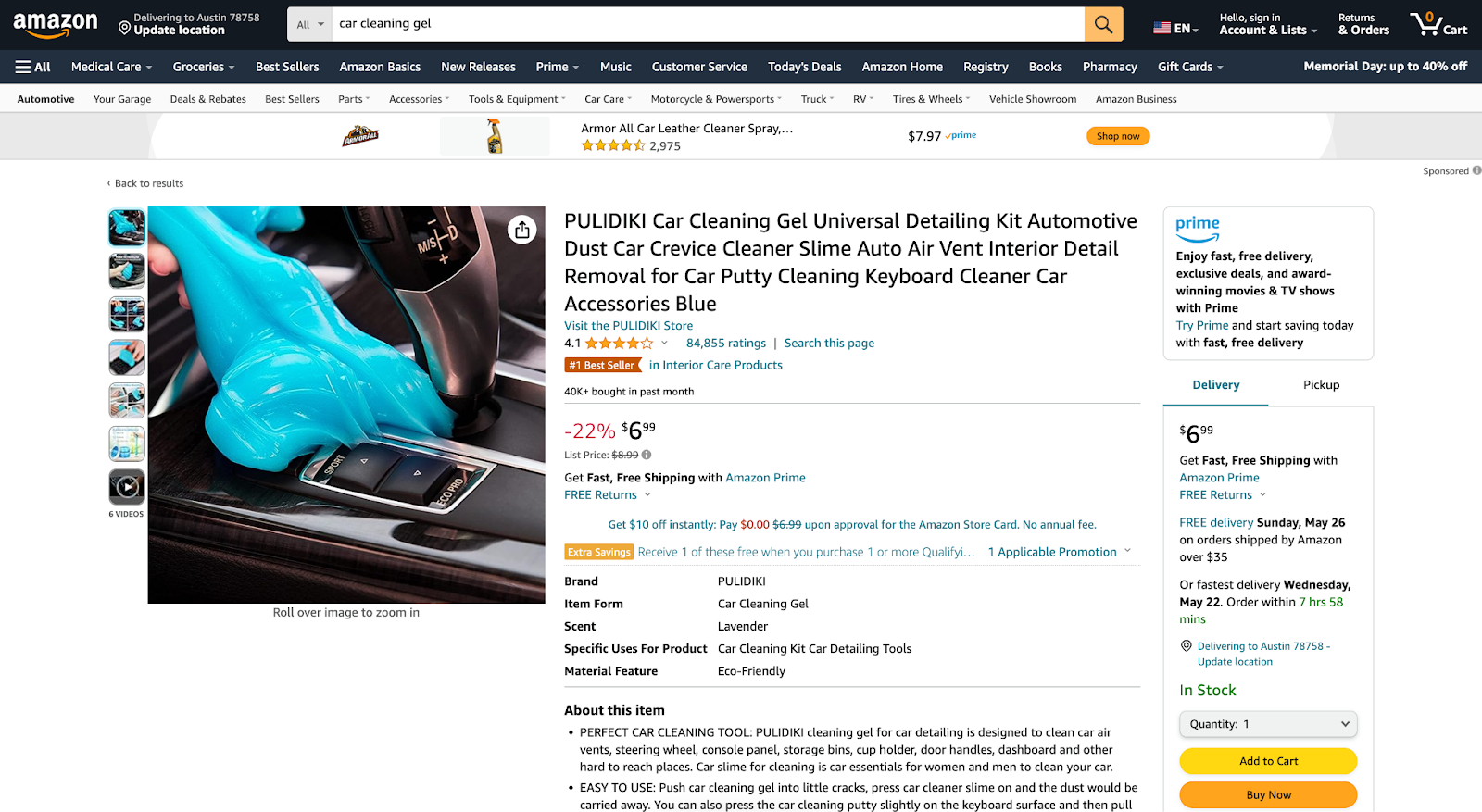 car cleaning gel