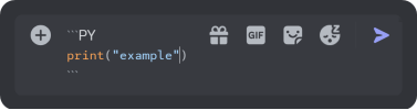 Example of the codeblock formatting in Discord with Python syntaxing