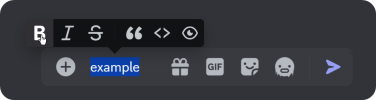 The formatting popup menu in Discord with the bold button highlighted