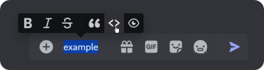The formatting popup in Discord with inline code option highlighted