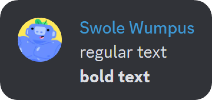 The comparison of a regular and a bold text in Discord