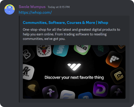 An example of a Discord message with a link embed