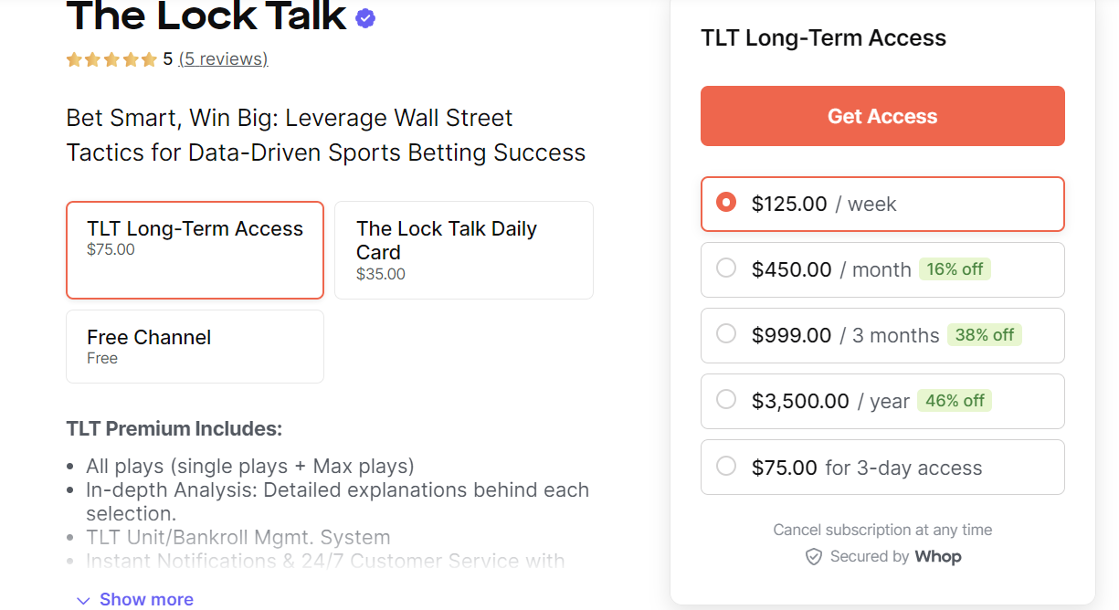 The lock talk premium access