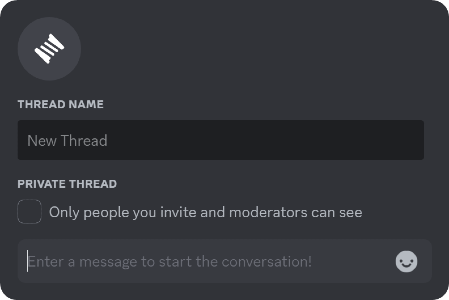 The initial Thread screen on Discord