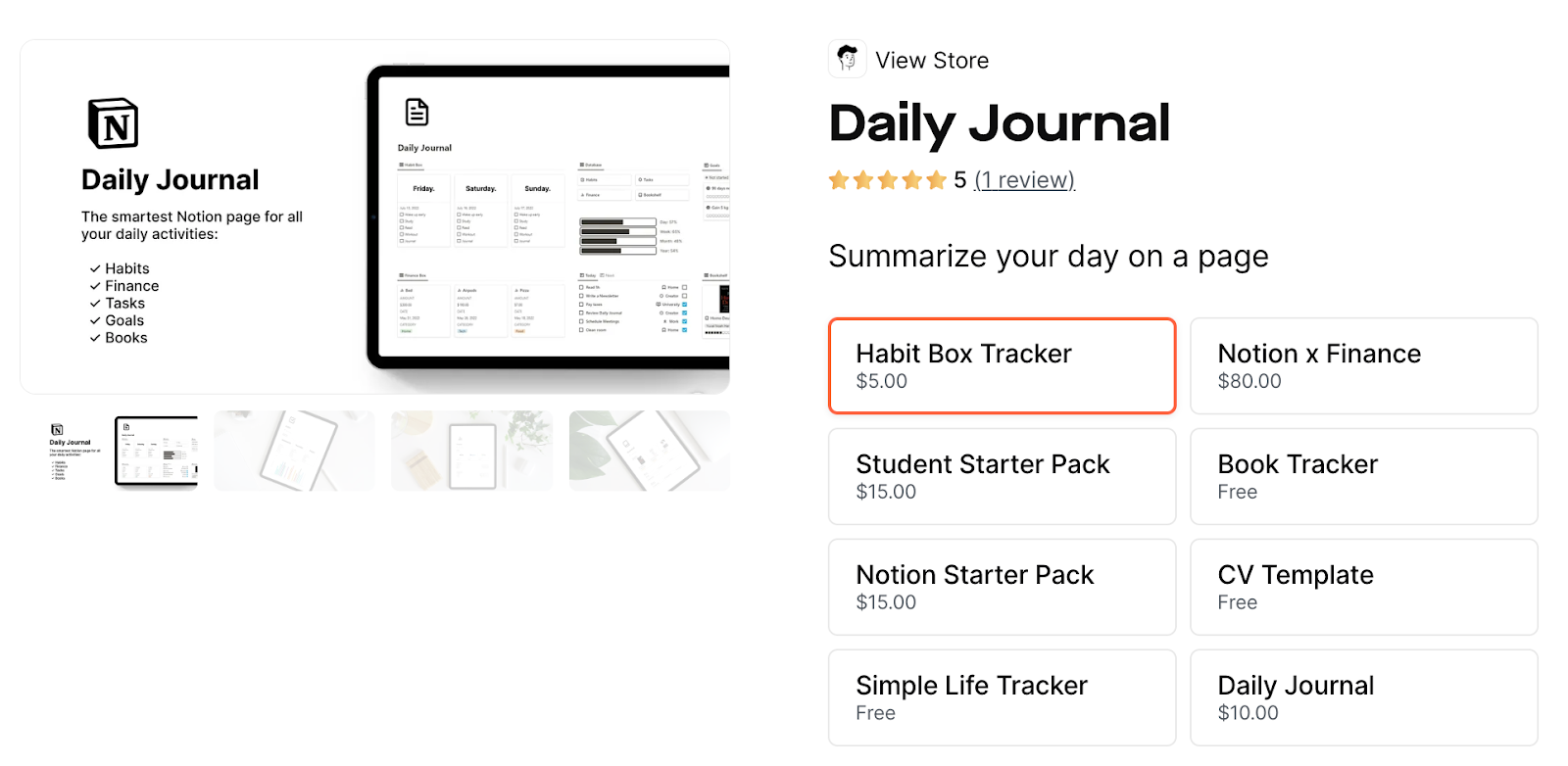 notion daily journal whop