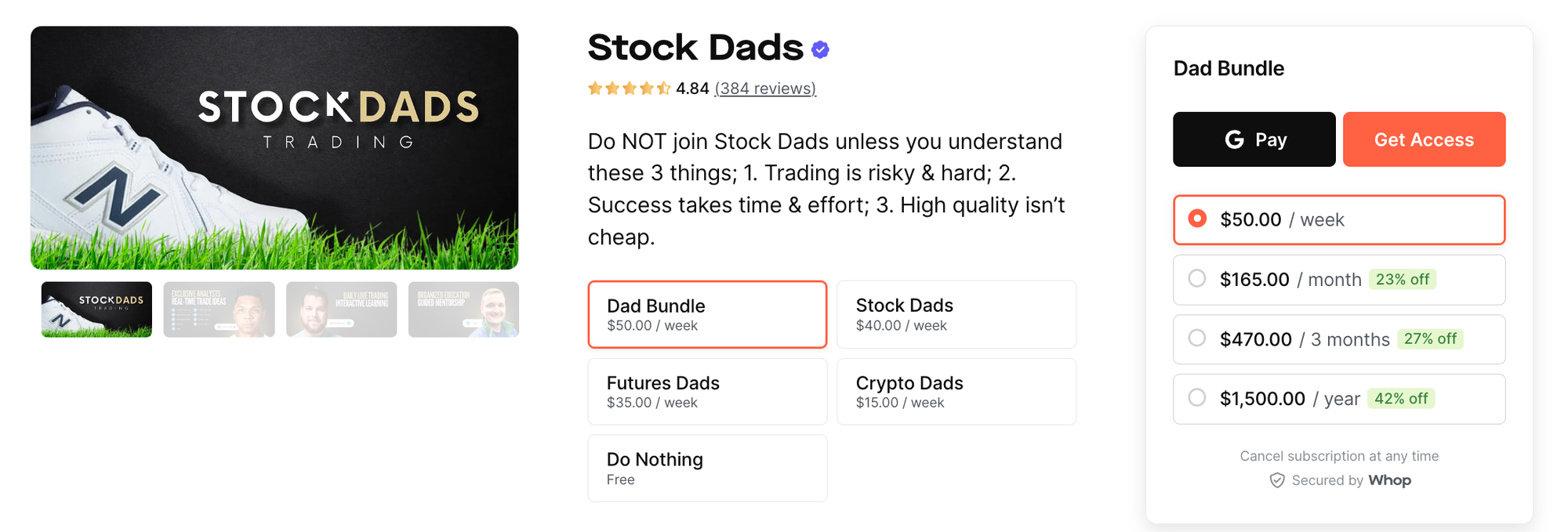 stock dads whop