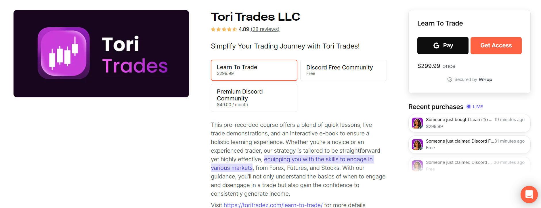 tori trades