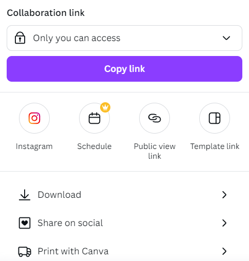 Sharing your Canva link