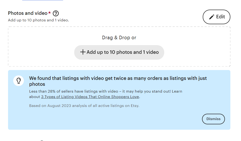 Adding videos and photos to your Etsy listing