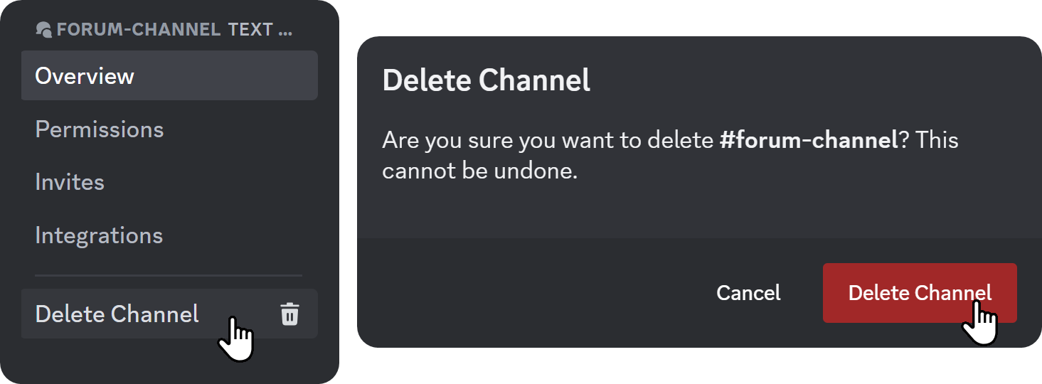 Steps of deleting a forum channel