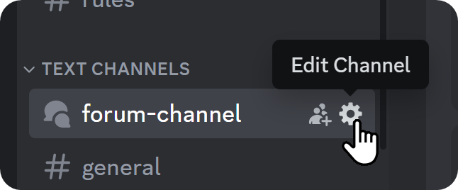 The Edit Channel button on Discord