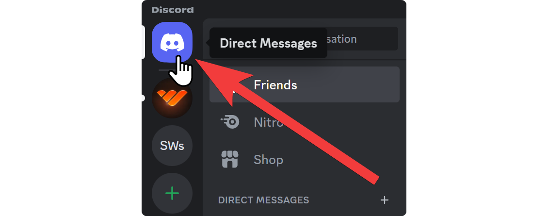 Discord's Direct Messages button