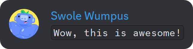 Inline code example on Discord